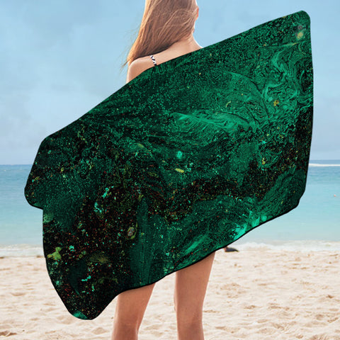 Image of Dark Green Waves Theme SWYJ4593 Bath Towel