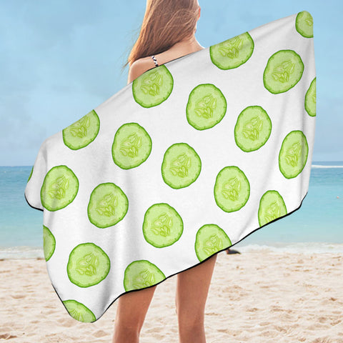 Image of Multi Cucumber White Theme SWYJ4594 Bath Towel