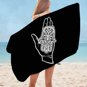 B&W Tattoo Hand Illustration SWYJ4606 Bath Towel