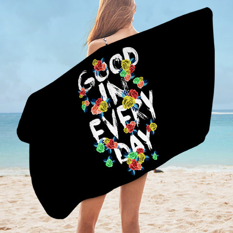 Image of Floral Quote Good In Every Day SWYJ4639 Bath Towel