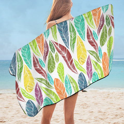 Image of Multi Colorful Feather SWYJ4640 Bath Towel