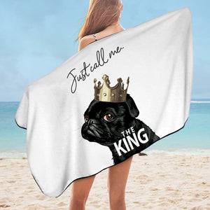Just Call Me The King - Black Pug Crown SWYJ4645 Bath Towel