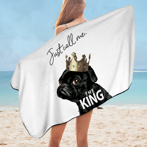 Image of Just Call Me The King - Black Pug Crown SWYJ4645 Bath Towel