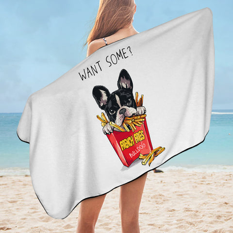 Image of French Fries Bulldog SWYJ4653 Bath Towel