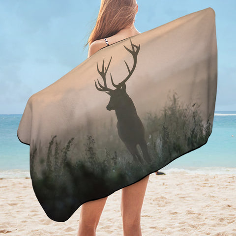 Image of Faded Deer In Forest SWYJ4654 Bath Towel