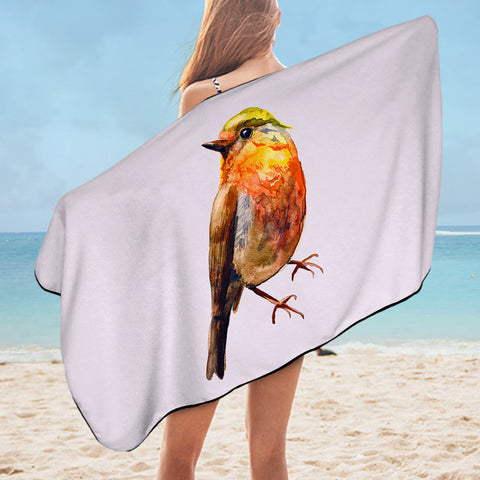 Image of Warm Watercolor Sunbird SWYJ4728 Bath Towel