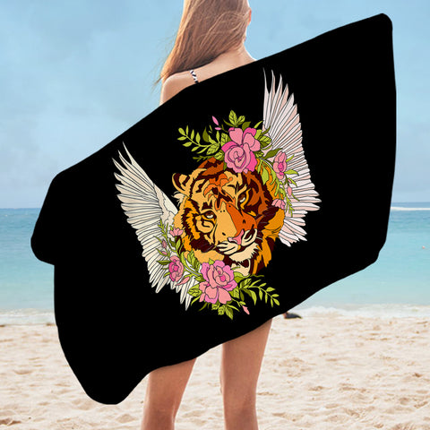 Image of Floral Tiger Wings Draw SWYJ4750 Bath Towel