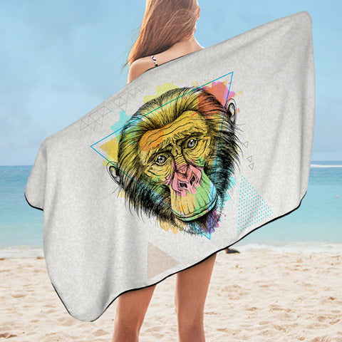 Image of Colorful Watercolor Triangle Monkey SWYJ4751 Bath Towel