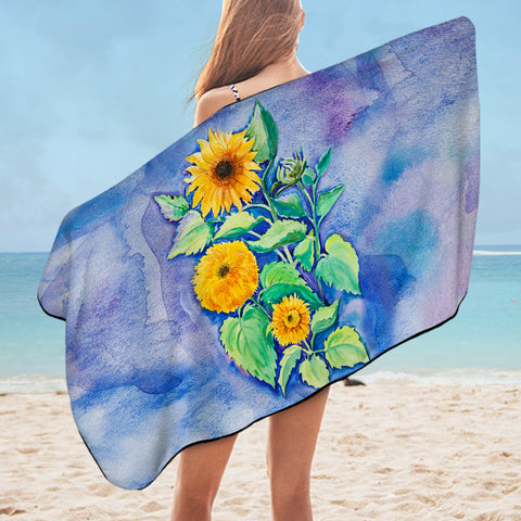 Image of Chrysanthemum Blue Cloud Theme SWYJ5147 Bath Towel
