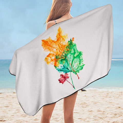 Image of Colorful Maple Leaves White Theme SWYJ5148 Bath Towel