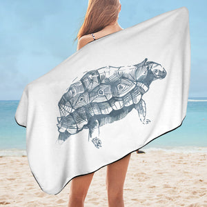 Turtle Pencil Sketch Grey Line SWYJ5149 Bath Towel