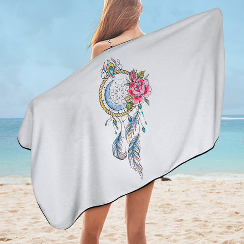 Image of Swinging Dreamcatcher White Theme SWYJ5156 Bath Towel