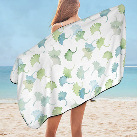 Image of Shade of Green Pastel Palm Leaves SWYJ5165 Bath Towel
