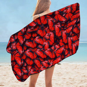 Multi Red Butterflies SWYJ5179 Bath Towel