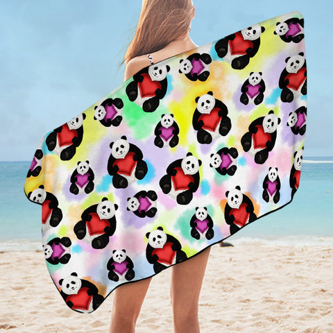 Image of Multi Love Panda Gradient Theme SWYJ5180 Bath Towel