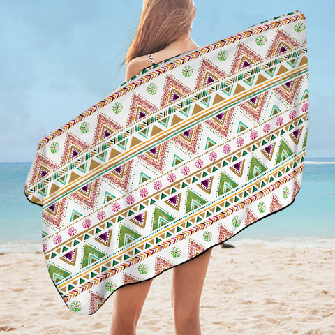 Image of Shade of Pink & Green Aztec SWYJ5189 Bath Towel