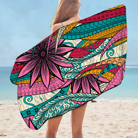 Image of Colorful Mandala Palm Leaves SWYJ5190 Bath Towel