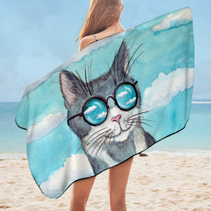 Cute Sunglasses Cat Light Cloud SWYJ5195 Bath Towel