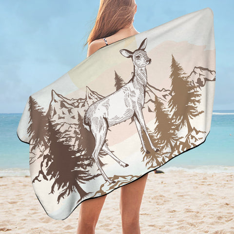 Image of Little Deer Forest Brown Theme SWYJ5197 Bath Towel