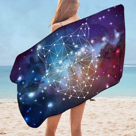 Image of Panther Geometric Line Galaxy Theme SWYJ5198 Bath Towel