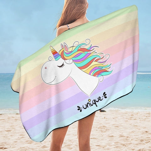 Image of Happy Colorful Unicorn Pastel Stripes SWYJ5201 Bath Towel