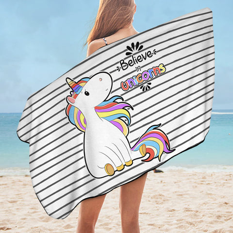 Image of Little Colorful Unicorn Stripes SWYJ5202 Bath Towel