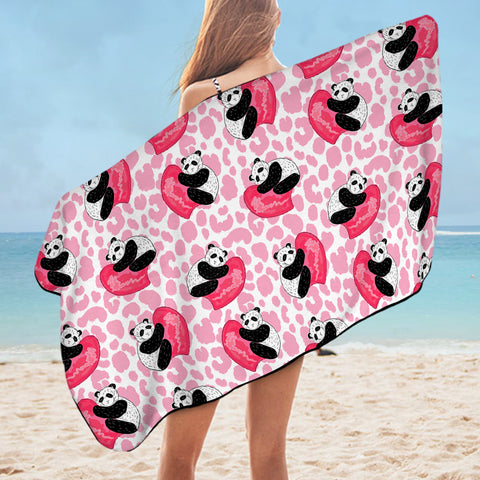 Image of Multi Love Panda Pink Theme SWYJ5204 Bath Towel