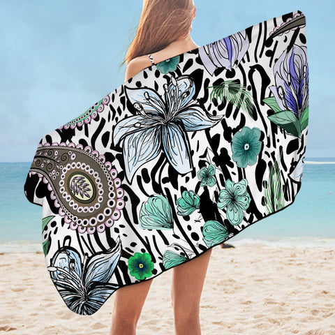 Image of Floral Leopard Pattern Bandana Art SWYJ5205 Bath Towel