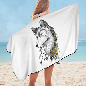 Dreamcatcher Wolf White Theme SWYJ5240 Bath Towel
