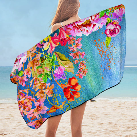 Image of Colorful Watercolor Flower Garden SWYJ5242 Bath Towel