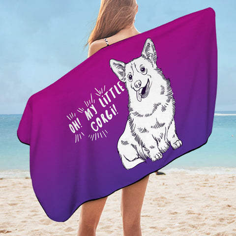 Image of Little Corgi Purple Theme SWYJ5251 Bath Towel