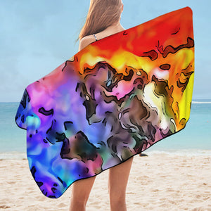 Colorful Waves Watercolor SWYJ5259 Bath Towel