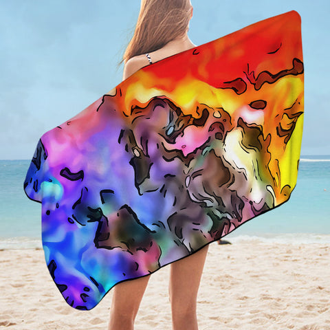 Image of Colorful Waves Watercolor SWYJ5259 Bath Towel