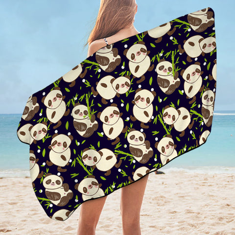 Image of Multi Cute Panda Eating SWYJ5260 Bath Towel