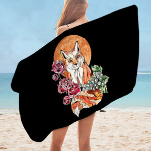 Watercolor Floral Fox Illustration SWYJ5266 Bath Towel