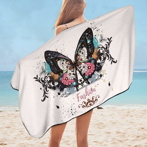 Image of Fashion Butterfly White Theme SWYJ5330 Bath Towel