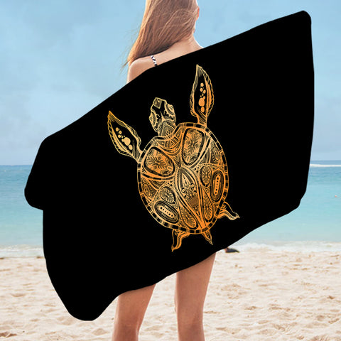 Image of Golden Aztec Pattern Turtle SWYJ5348 Bath Towel