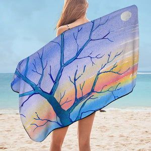 Watercolor Big Tree & Rainbow Blue Theme SWYJ5351 Bath Towel