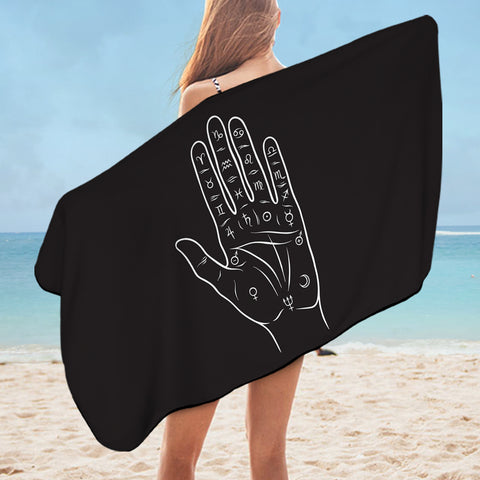 Image of Zodiac Sign On Hand Black Theme SWYJ5357 Bath Towel
