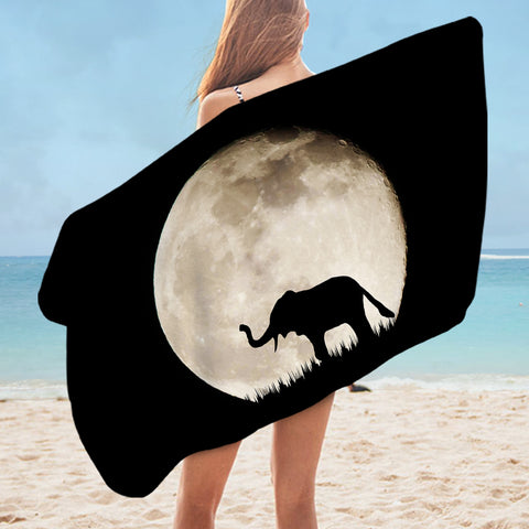 Image of Elephant Under The MoonLight SWYJ5451 Bath Towel