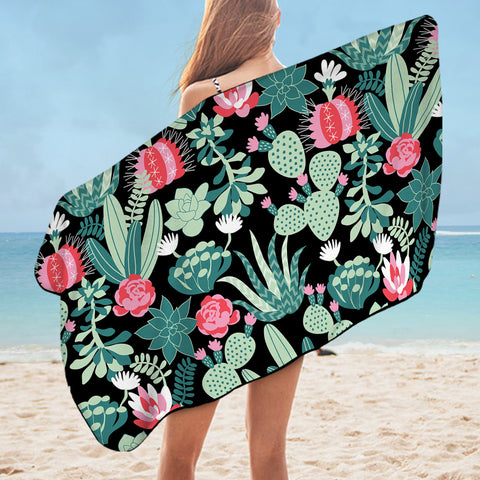 Image of Cute Cactus Flowers SWYJ5458 Bath Towel