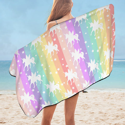 Image of Unicorns Pastel Stripes SWYJ5462 Bath Towel