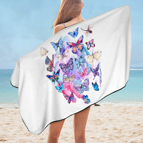 Image of Pink & Purple Butterflies SWYJ5466 Bath Towel
