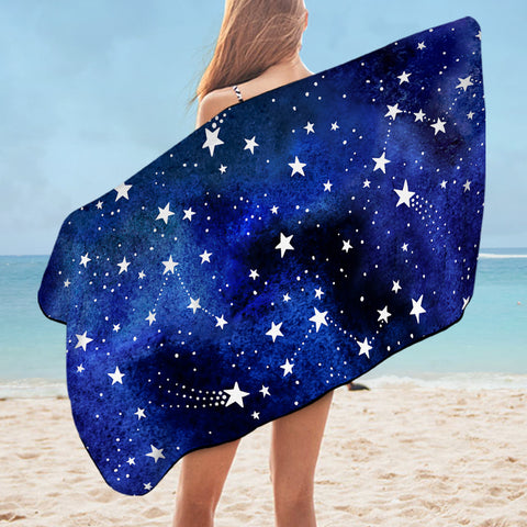 Image of Blue Tint Galaxy Stars SWYJ5474 Bath Towel