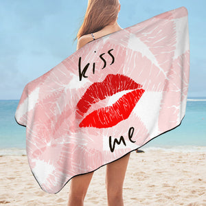 Kiss Me Red Lips Pink Theme SWYJ5476 Bath Towel