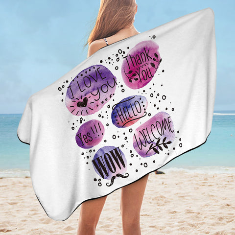 Image of I Love You Galaxy Splatter White Theme SWYJ5480 Bath Towel