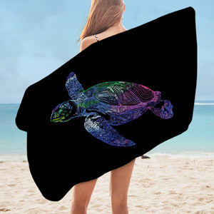 Colorful Purple Gradient Line Turtle Black Theme SWYJ5486 Bath Towel