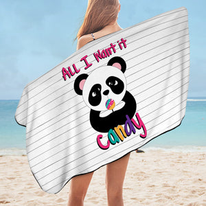 Lovely Panda All I Want Is Candy SWYJ5487 Bath Towel