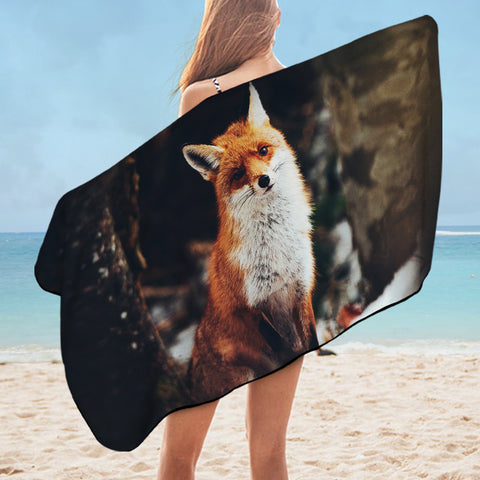Image of Lovely Little Fox In Forest Blur SWYJ5488 Bath Towel