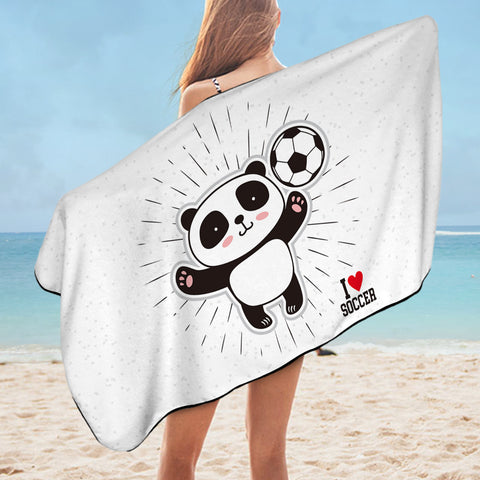 Image of Cute Little Panda I Love Soccer SWYJ5491 Bath Towel